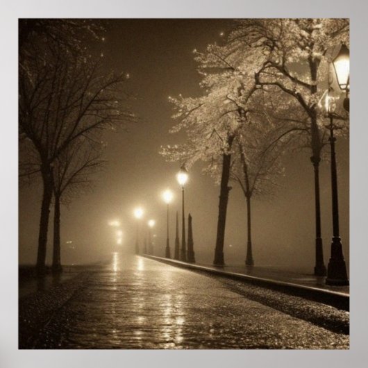 ヴィンテージセピアシーン1930s道路ファンタジー ポスター (正面)