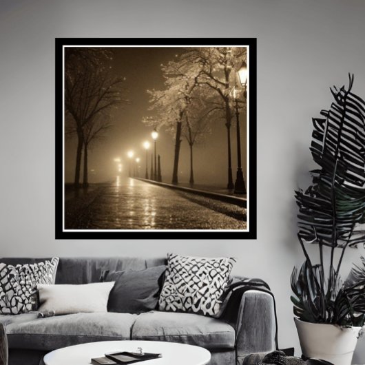 ヴィンテージセピアシーン1930s道路ファンタジー ポスター