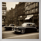 ヴィンテージセピアシーン1940s車のファンタジーポスター ポスター (正面)