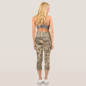 ヴィンテージセピアタンフローラ植物模様 カプリレギンス (裏面)