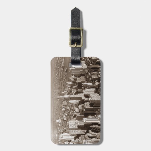 ヴィンテージセピアトーンニューヨーク ラゲッジタグ (正面縦)