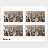 ヴィンテージセピアトーンニューヨーク 長方形シール (シート)