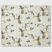 ヴィンテージセピアハチドリ&花模様 ラッピングペーパー (フラット)