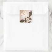 ヴィンテージセピアバラ花茎フローラ花パルク スクエアシール (バッグ)