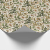 ヴィンテージセピアフローラ植物株 ラッピングペーパー (角)