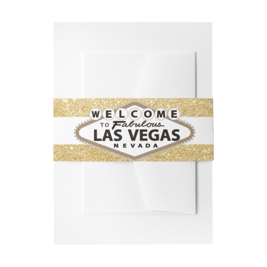 ヴィンテージセピアベガスサインオングリッター金ゴールド結婚 招待状ベリーバンド (正面例)