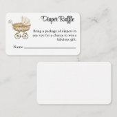 ヴィンテージセピアベビー乳母車おむつラッフル エンクロージャーカード (正面/裏面)