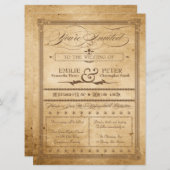 ヴィンテージセピアポスタースタイル結婚式の招待 招待状 (正面/裏面)