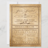 ヴィンテージセピアポスタースタイル結婚式の招待 招待状 (正面)