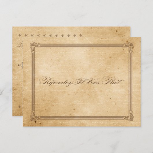 ヴィンテージセピアポスタースタイルRSVPポストカード インビテーションポストカード (正面/裏面)