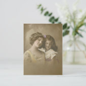 ヴィンテージセピアマザーアンドドーターポートレート シーズンポストカード (スタンド正面)