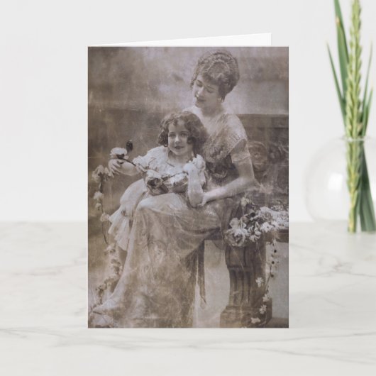 ヴィンテージセピアマザー&チャイルドポートレート カード (正面)