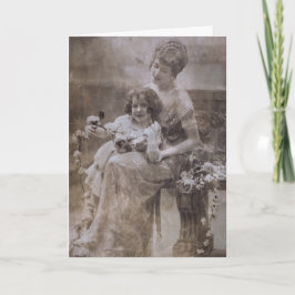 ヴィンテージセピアマザー&チャイルドポートレート カード