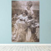 ヴィンテージセピアマザー&チャイルドポートレート キャンバスプリント (インサイチュ (ウッドフロア))