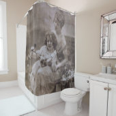 ヴィンテージセピアマザー&チャイルドポートレート シャワーカーテン (インサイチュ)