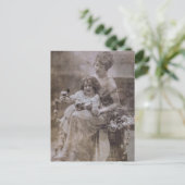 ヴィンテージセピアマザー&チャイルドポートレート ポストカード (スタンド正面)