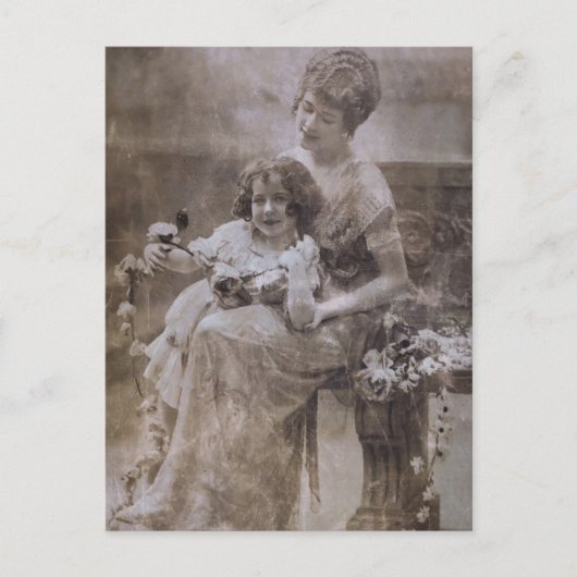 ヴィンテージセピアマザー&チャイルドポートレート ポストカード (正面)