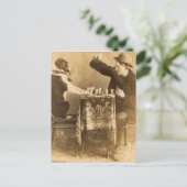 ヴィンテージセピアマントランプドッグ喫煙パイプ ポストカード (スタンド正面)