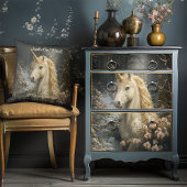 ヴィンテージセピアユニコーンキャッスルフローラアートフェアユタレ クッション