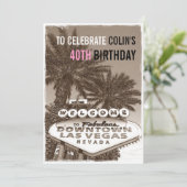 ヴィンテージセピアラスベガスバースデーパーティーの招待 招待状 (スタンド正面)