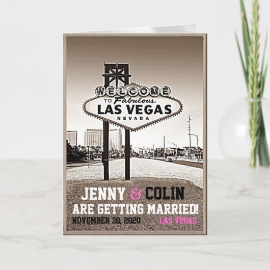 ヴィンテージセピアラスベガスフォトセーブザデート 案内状 (正面)