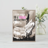 ヴィンテージセピアラスベガスモダン彼女の誕生日パーティー 招待状 (スタンド正面)