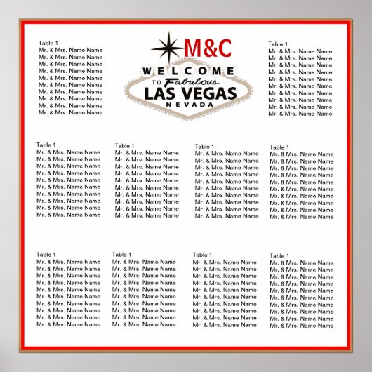 ヴィンテージセピアラスベガス結婚の座席表 ポスター (正面)