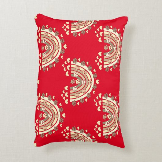 ヴィンテージセピアレインボードッグポーアンドハート アクセントクッション (裏面(縦))