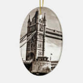 ヴィンテージセピアロンドンタワーブリッジ セラミックオーナメント (左)
