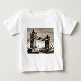 ヴィンテージセピアロンドンタワーブリッジ ベビーTシャツ