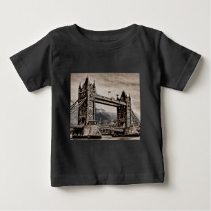 ヴィンテージセピアロンドンタワーブリッジ ベビーTシャツ