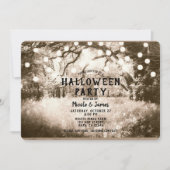 ヴィンテージセピア不気味フォレストライトハローウィンパーティ 招待状 (正面)