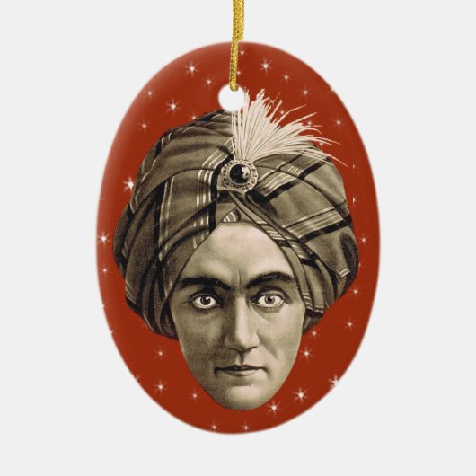 ヴィンテージセピア写真ミステリアスなジェニーのヘッドターバン セラミックオーナメント (正面)