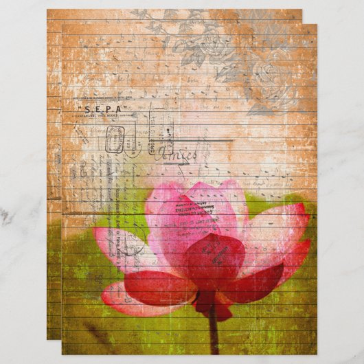 ヴィンテージセピア花古筆跡紙 (正面/裏面)