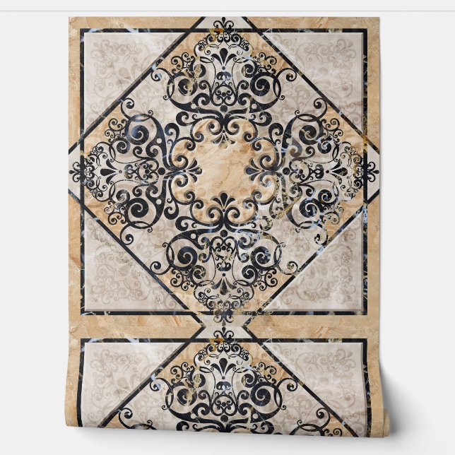 ヴィンテージセピア華美タイル4 壁紙 (ほどく)