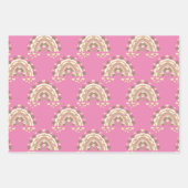 ヴィンテージセピア虹の犬の手とハート包装 ラッピングペーパーシート (正面2)