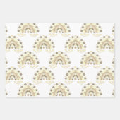 ヴィンテージセピア虹の犬の手とハート包装 ラッピングペーパーシート (正面)