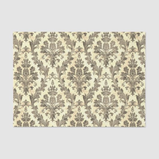 ヴィンテージセピア装飾用ダマスクパターン 薄葉紙 (正面)