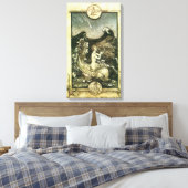 ヴィンテージセピア調マーメイド海プリント キャンバスプリント (インサイチュ (寝室))