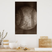 ヴィンテージセピア野球ユニーク作品 ポスター (キッチン)