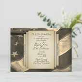 ヴィンテージセピアUSA国旗の結婚式招待状 招待状 (スタンド正面)