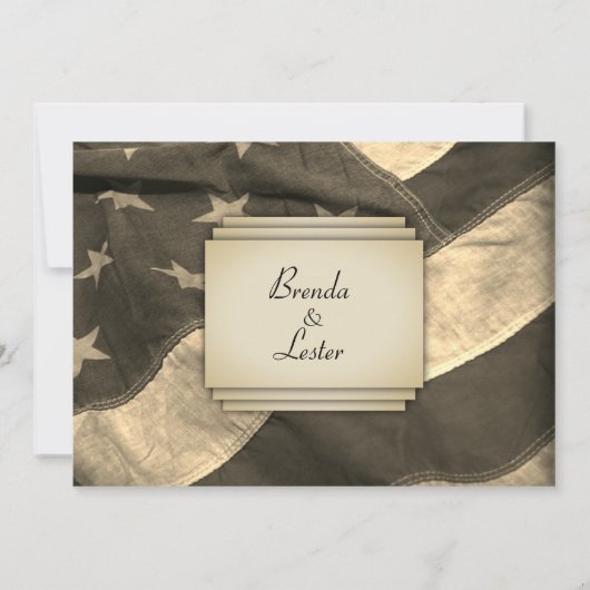 ヴィンテージセピアUSA国旗の結婚式招待状 招待状 (裏面)