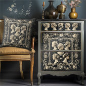 ヴィンテージセピビクトリアンアカメオスダークグレー クッション