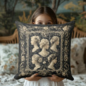 ヴィンテージセピビクトリアンアカメオスダークグレー クッション