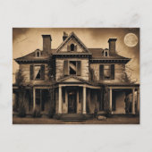 ヴィンテージセピ幽霊のよく出るアハウス満月 ポストカード (正面)