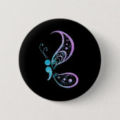 ヴィンテージセミコロン蝶セミコロン刺青 缶バッジ (正面)