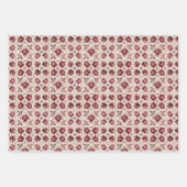ヴィンテージセラミックタイル花模様（ピンク&レッド） ラッピングペーパーシート (正面2)