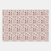 ヴィンテージセラミックタイル花模様（ピンク&レッド） ラッピングペーパーシート (正面)