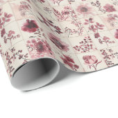 ヴィンテージセラミックタイル花模様（ピンク&レッド） ラッピングペーパー (ロールコーナー)