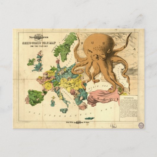 ヴィンテージセリオ漫画戦争地図1877年 ポストカード (正面)